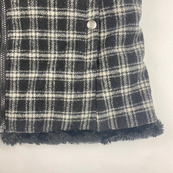 Woolrich Vest Women's Size Medium Wool Blend Faux Fur Plaid - Picture 4 of 14